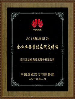 2018年度華為企業業務最佳在線支持獎